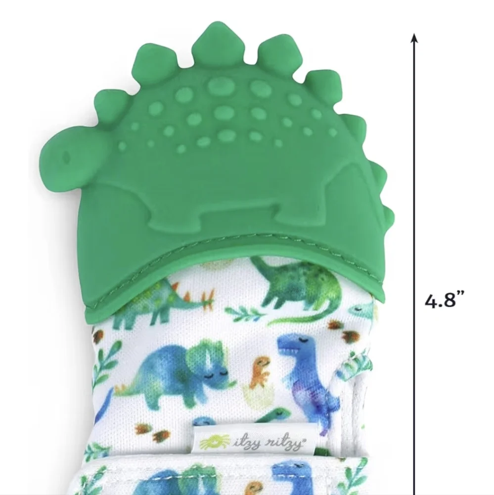 New Itzy Mitzies Teething Mitt- Dinosaur Green